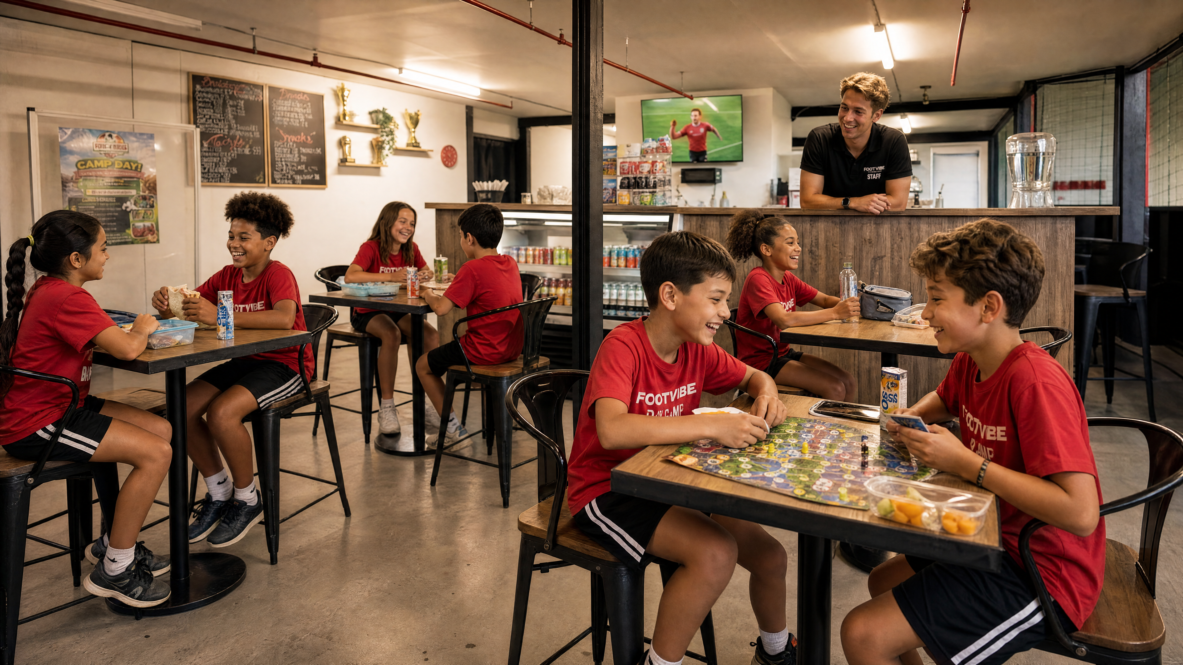 Enfants en camp de jour de soccer FootVibe pendant les vacances scolaires
